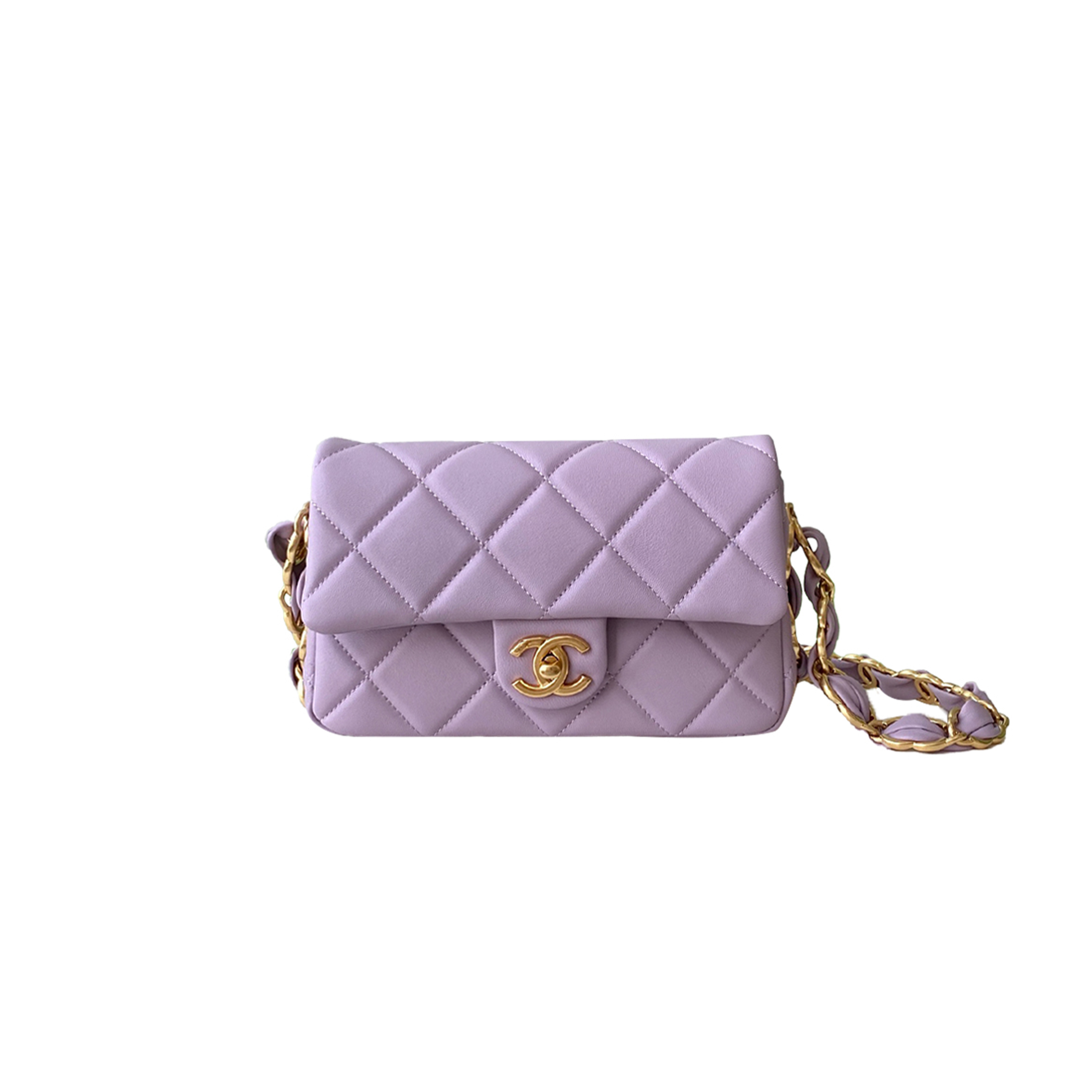 CHANEL MASTER DOUBLE C THICK CHAIN COVER MINI LAVENDER AS5174 (17*12*4.5cm)